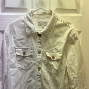 Love Tree White Denim Jean Jacket with Button Front